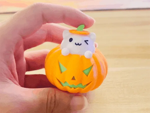 万圣节解压南瓜猫猫(3D打印轴体,也可以装键盘轴) — Фото 2 из 5