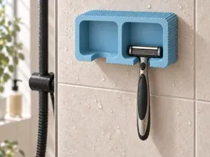 Double Razor Holder – Ribbed Shower Organizer