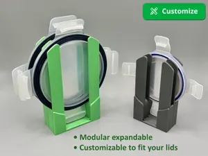 Lid holder for round food container (with clamps)