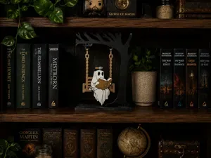 Chilling Ghost With Hat On Swing / halloween Decor