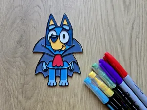 Bluey Vampire Halloween DIY Coloring Craft