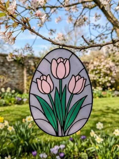 Frühlings-Tulpen "Glasbild" Ei (Sun Catcher) — Image 2 of 7
