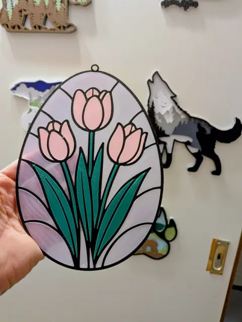 Frühlings-Tulpen "Glasbild" Ei (Sun Catcher) — Image 7 of 7