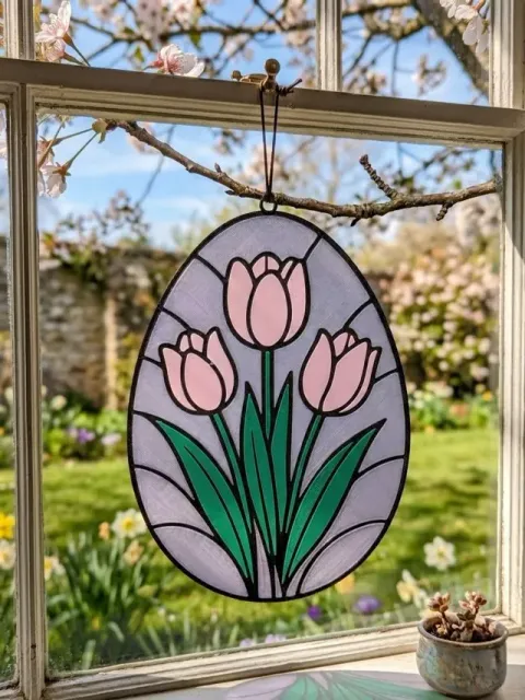 Frühlings-Tulpen "Glasbild" Ei (Sun Catcher) — Image 3 of 7