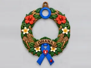 T1D Awareness Ribbon "Ohana" Wreath