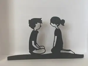 Boy and girl with stand
