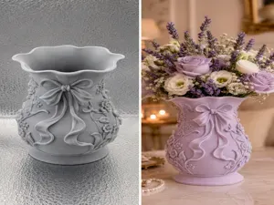 Ribbon Bow Rose Decorative Flower Vase