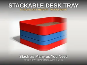 Stackable Tray with Inserts - Wood, Paper, Leather