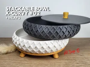 Stackable Bowl Tray - X-Curvy 02 + Inlays