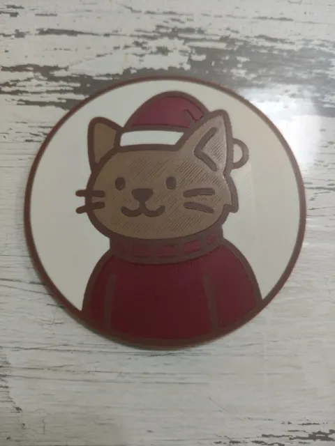 Christmas Coaster – Cat with Santa Hat — Фото 3 из 4