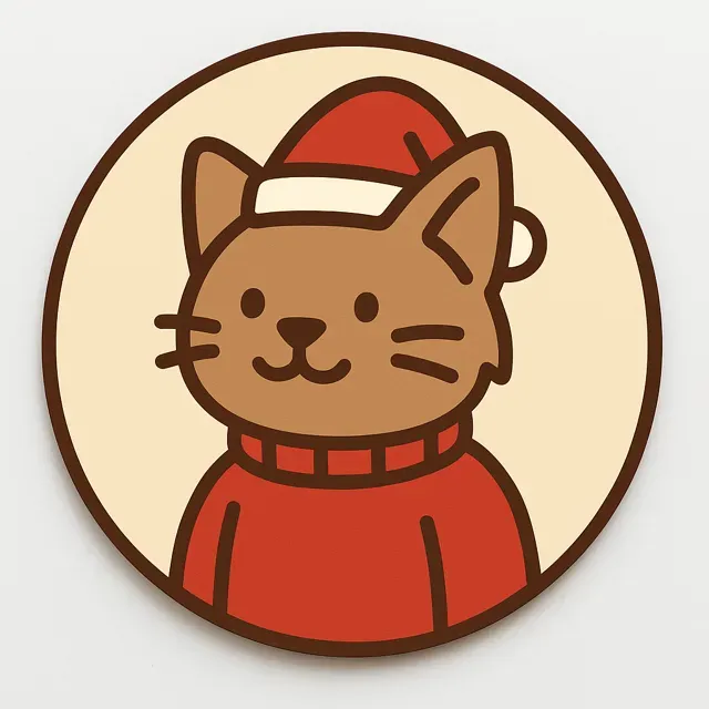 Christmas Coaster – Cat with Santa Hat — Фото 2 из 4