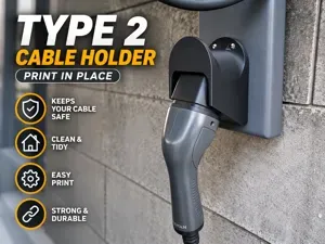 Type 2 EV Charging Cable Holder – Print-in-Place