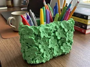 Floral Desk Organizer & Pen Holder Container