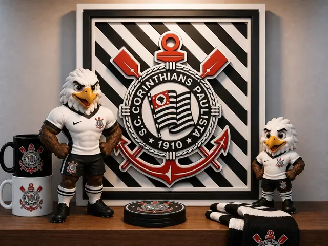 Corinthians – Quadro Decorativo 3D com Logo