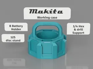 Makita 8 battery holder working case + 1/4 hex