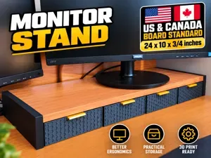 Monitor Riser with Drawers – US & Canada Standard
