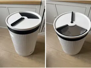 Office Bin: Rotating Lid, Hidden Bag, Battery Drop
