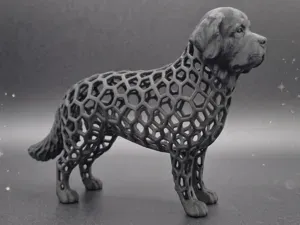 Stylized Voronoi Newfoundland dog Figure Sculpture