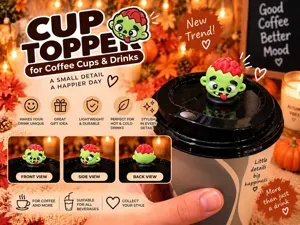 Cute Halloween Zombie & Drink Cup Lid Topper