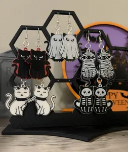 5 Designs - Cute & Spooky Halloween Cat Earrings