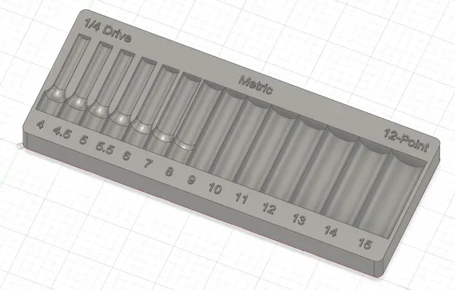 Gridfinity socket tray - Snap-on 1/4, Metric, deep — Фото 5 из 5