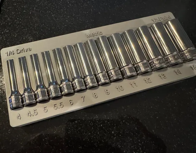 Gridfinity socket tray - Snap-on 1/4, Metric, deep — Фото 2 из 5