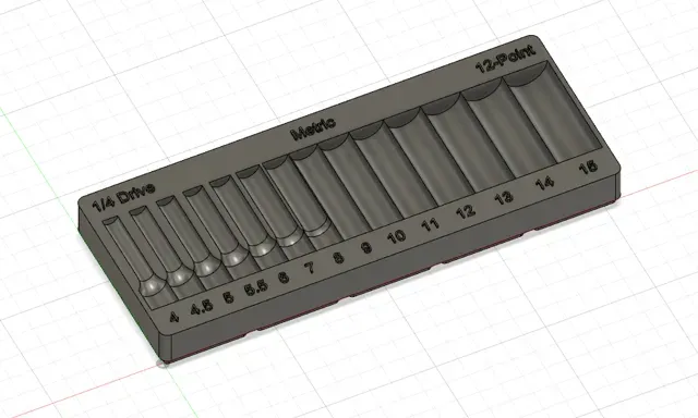 Gridfinity socket tray - Snap-on 1/4, Metric, deep — Фото 4 из 5