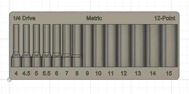 Gridfinity socket tray - Snap-on 1/4, Metric, deep — Фото 3 из 5