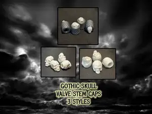 Gothic Skull Valve Stem Caps - 3 Styles - PETG