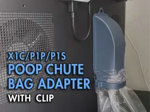 Poop Chute Bag Adapter - with clip - X1C P1P P1S