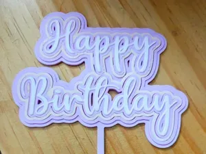 Raised 5 Layer Happy Birthday cake Topper