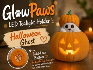 Ghost GlowPaws Tealight Holder Pumpkin