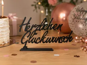 Herzlichen Glückwunsch - Deko Stand / Cake Topper
