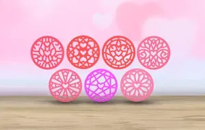 Valentine's Day - Circle Heart Themed - 7 Coaster Set