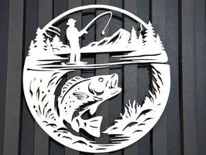Fishing Scene Wall Art - Bass & Fisherman