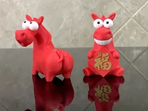 马年桌面摆件 盲盒 原创屁屁马第二弹马马福福(单色+分件)