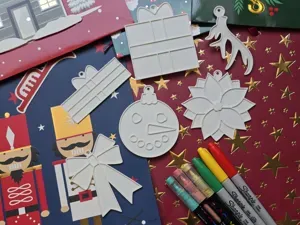 Christmas Fun Ornament Coloring Tag Tree Set 10