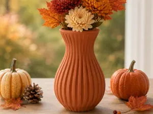 Autumn Harvest Ribbed Vase