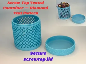 Screw‑Top Vented Container — Diamond Vent Pattern