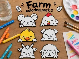 Cute peekaboo Farm coloring craft pack 2