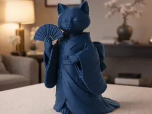 Kimono Cat Sculpture - Geisha Japanese Style Decor