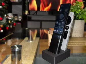 Remote holder system for Apple and Samsung TVs