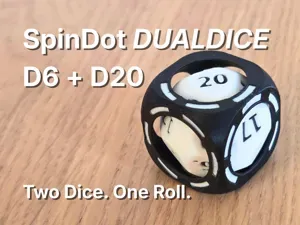 SpinDot DualDice D6 + D20 — Two Dice. One Roll.