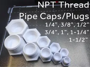 NPT Thread Caps and Plugs - 1/4, 3/8, 1/2, 3/4, 1"
