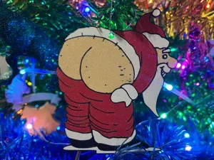 Santa’s Cheeky Surprise Ornament - Christmas Decor