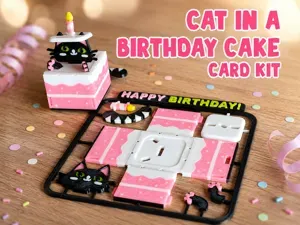 Cat in a Birthday Cake Kit Card