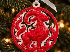 Fire Goat 2027 — Ornate Christmas Ornament