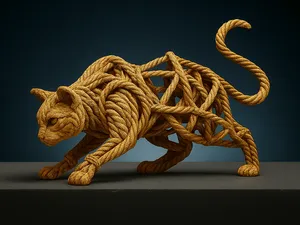 Gato trenzado en movimiento