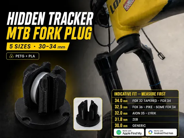 Hidden AirTag & Tracker MTB Fork Plug - 5 Sizes