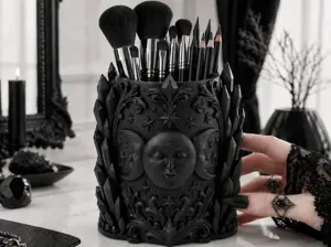 Goth Crystal triple Moon Brush Pen Holder